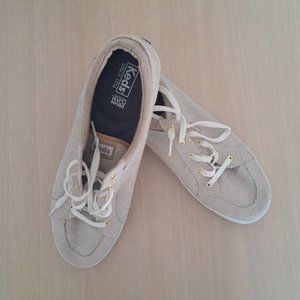 Keds Women's Size 11 Dream Foam Memory Sneakers Tan Striped Canvas Shoes WF59954